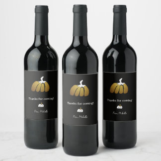 Rótulo De Garrafa De Cerveja Abóboras Estilizadas em Preto, Branco e Dourado