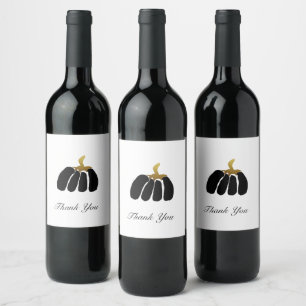 Rótulo De Garrafa De Cerveja Abóboras Estilizadas em Preto Branco e Dourado