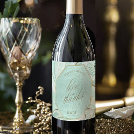 Rótulo De Garrafa De Cerveja Abstrato Agate Wedding Obrigado V1 Mint ID827