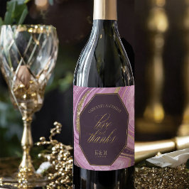 Rótulo De Garrafa De Cerveja Abstrato Agate Wedding Obrigados Mauve ID827