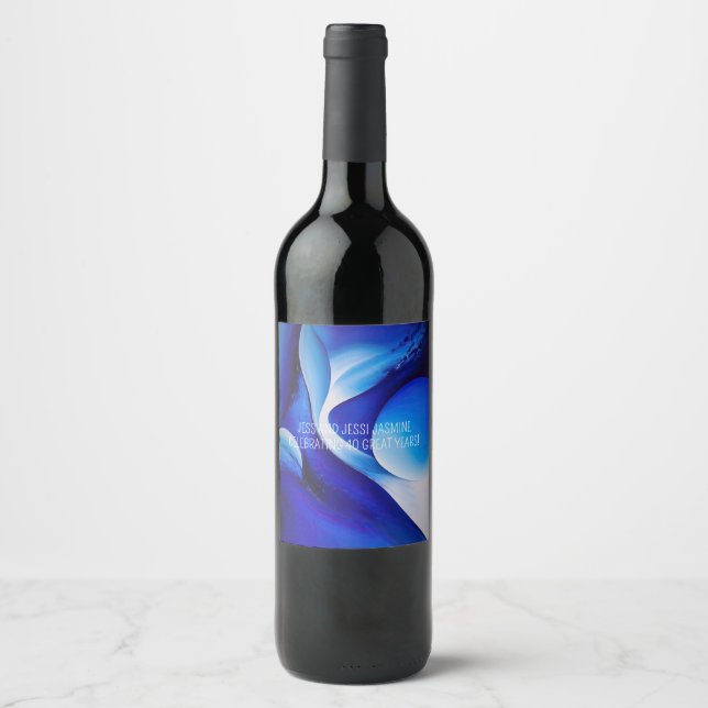 Rótulo De Garrafa De Cerveja Abstrato DE CORVAS AZUIS FLUINTES (Frente)