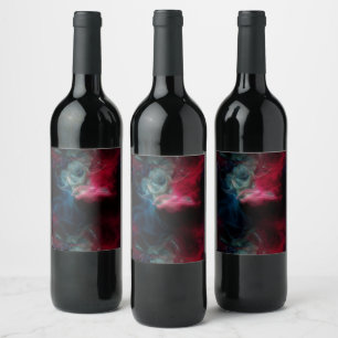 Rótulo De Garrafa De Cerveja abstrato de fumo rosa e azul