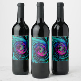 Rótulo De Garrafa De Cerveja Abstrato de preto e turquesa Dramático