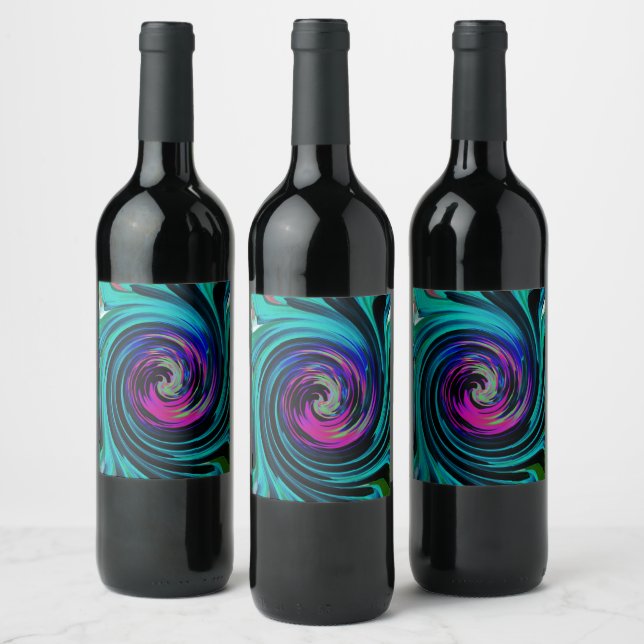 Rótulo De Garrafa De Cerveja Abstrato de preto e turquesa Dramático (Garrafas)