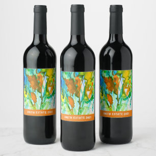 Rótulo De Garrafa De Cerveja Abstrato floral de aquarela