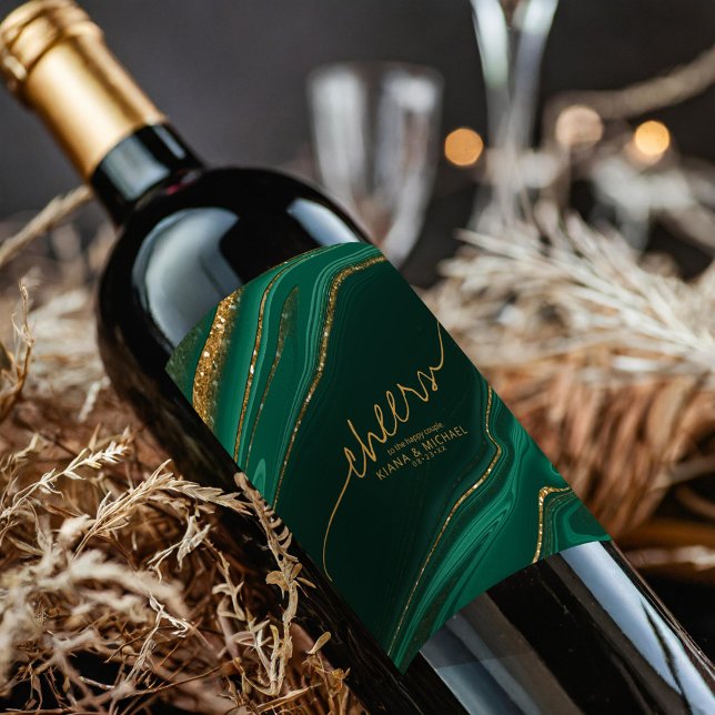 Rótulo De Garrafa De Cerveja Abstrato Glitter Strata Cheers Dk Green ID903 (Criador carregado)