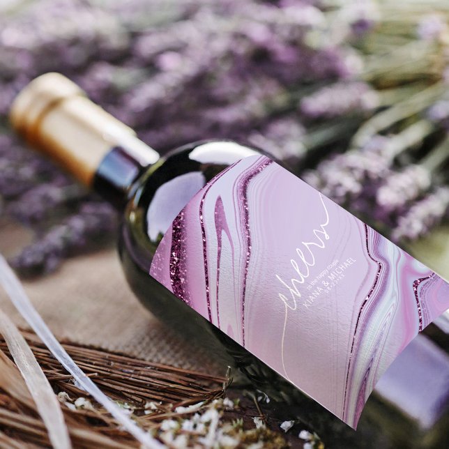 Rótulo De Garrafa De Cerveja Abstrato Glitter Strata Cheers Lilac ID903 (Criador carregado)