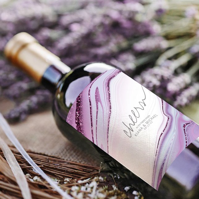 Rótulo De Garrafa De Cerveja Abstrato Glitter Strata Cheers Lilac/Wht ID903 (Criador carregado)