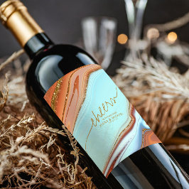 Rótulo De Garrafa De Cerveja Abstrato Glitter Strata Cheers Sky Blue ID903