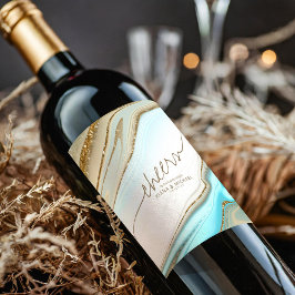 Rótulo De Garrafa De Cerveja Abstrato Glitter Strata Wedding Cheers ID903