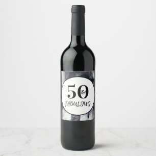 Rótulo De Garrafa De Cerveja Abstrato preto e branco 50 e aniversário fabuloso