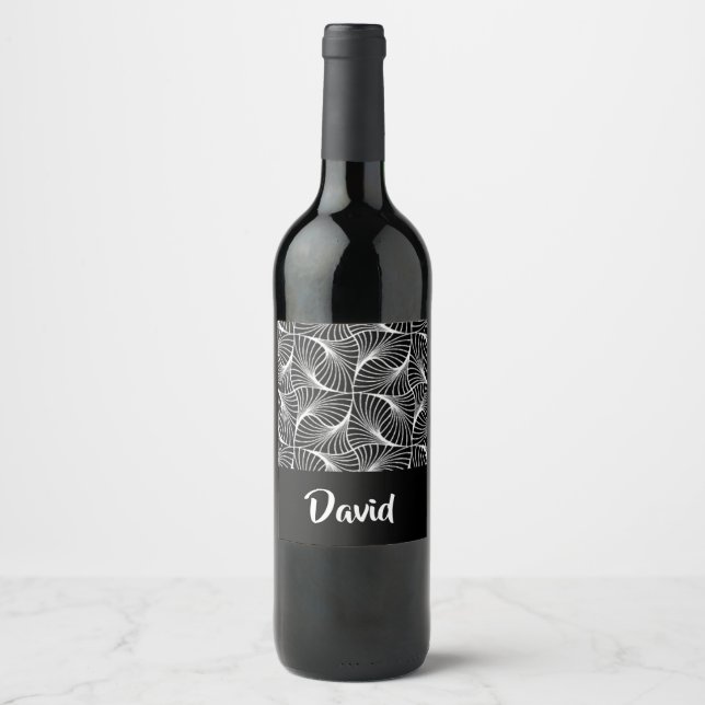 Rótulo De Garrafa De Cerveja Abstrato preto e branco monocromático (Frente)
