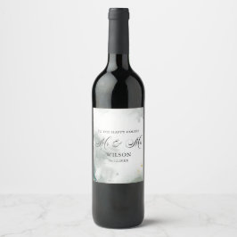 Rótulo De Garrafa De Cerveja Abstrato preto e branco Sr. & Sra. Wedding