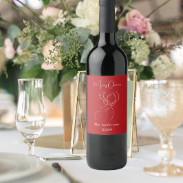 Rótulo De Garrafa De Cerveja Abstrato-renas brancas vermelhas Natal moderno