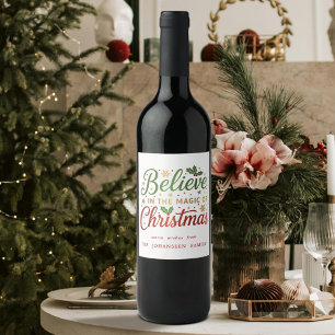 Rótulo De Garrafa De Cerveja Acredite na Mágica do Natal Moderno Festivo