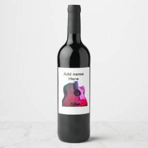 Rótulo De Garrafa De Cerveja Adicione o nome do texto guitarra acústica castanh