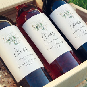 Rótulo De Garrafa De Cerveja Aery Greenery e Dourados Vinhos de Casamento