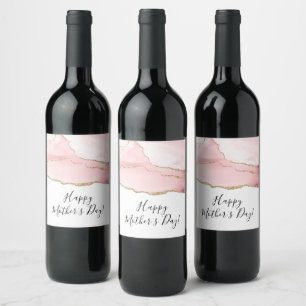 Rótulo De Garrafa De Cerveja Agate cor-de-rosa com Dia de as mães Dourado de f