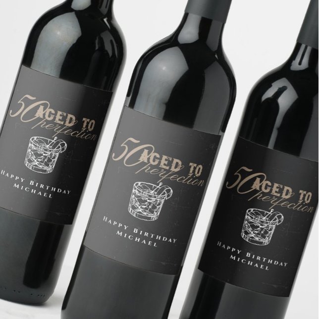 Rótulo De Garrafa De Cerveja Aged to Perfection Whiskey 50th Birthday Party (Criador carregado)