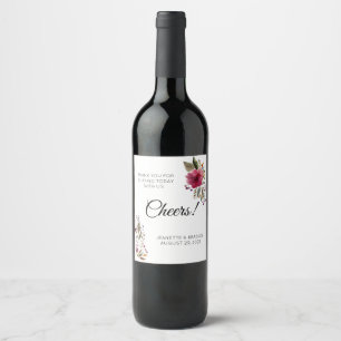 Rótulo De Garrafa De Cerveja Agradeço Ao Casamento De Burgundy Floral
