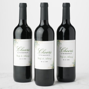 Rótulo De Garrafa De Cerveja Água Botânica Luminosa Aquarela Verde Casamento