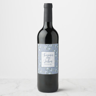 Rótulo De Garrafa De Cerveja Aguardente Azul Boho Floral Casamento Can Cooler