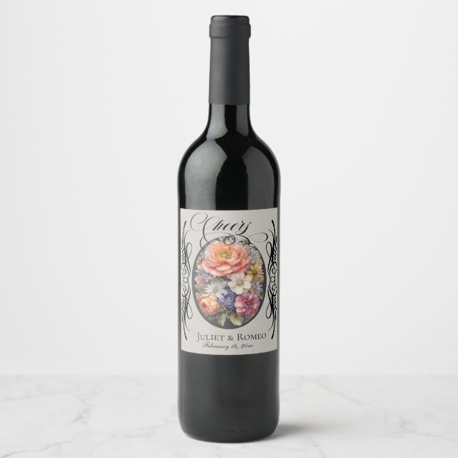 Rótulo De Garrafa De Cerveja Alegria de Flores Silvestres Rústicas (Frente)