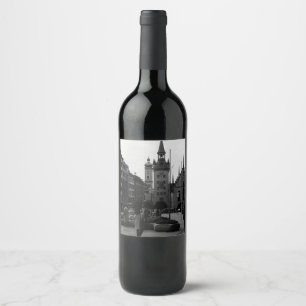 Rótulo De Garrafa De Cerveja Alemanha Antiga Munique Igreja Marienplatz