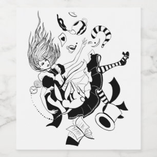 Rótulo De Garrafa De Cerveja Alice no País das Maravilhas. legal ilustração grá