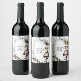 Rótulo De Garrafa De Cerveja Alice no País das Maravilhas Vintage 