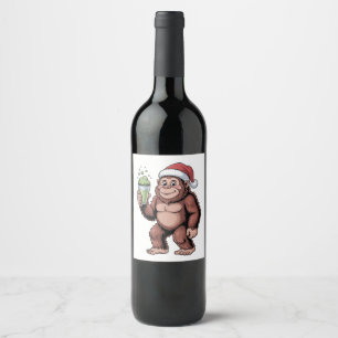 Rótulo De Garrafa De Cerveja Amante do Matcha do Natal do Pé-Grande Sasquatch