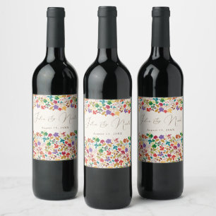 Rótulo De Garrafa De Cerveja Amarelo Mostarda Flor de Prado Roxa Casamento de P