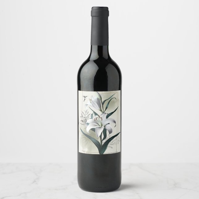 Rótulo De Garrafa De Cerveja Amazon Lily Art - Estilo Dourado e Escandi (Frente)