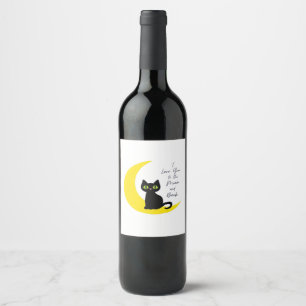 Rótulo De Garrafa De Cerveja Amo Você Até a Lua e de Volta Amante de Gato Preto