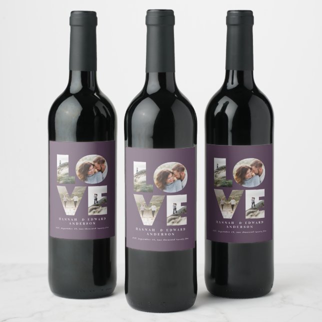 Rótulo De Garrafa De Cerveja Amor 4 foto simples, ameixa de presente personaliz (Garrafas)