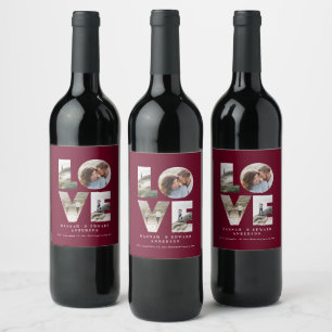 Rótulo De Garrafa De Cerveja Amor 4 foto simples burgundy personalizado moderno