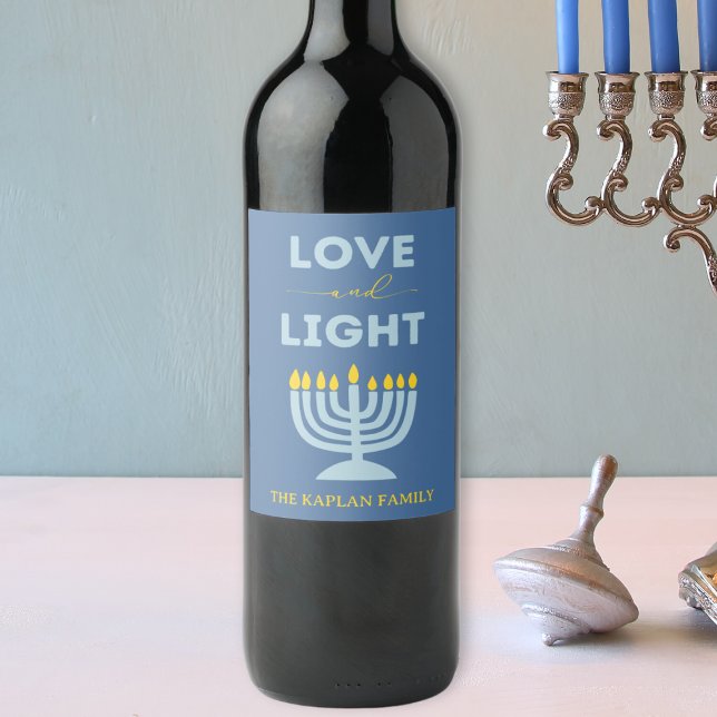 Rótulo De Garrafa De Cerveja "Amor e Luz" Menorah personalizou Chanucá (Criador carregado)