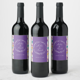 Rótulo De Garrafa De Cerveja Amor em Flor Romance Floral Rosa Roxo Casamento