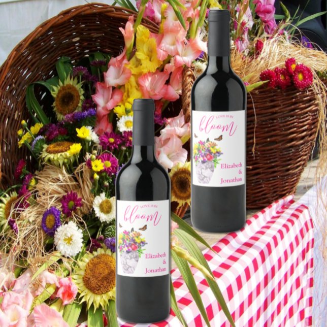 Rótulo De Garrafa De Cerveja Amor No Bloom Floral Wedding (Criador carregado)