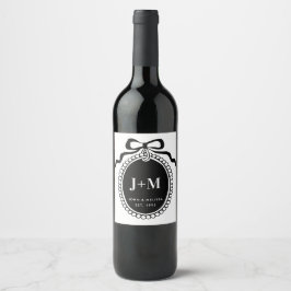 Rótulo De Garrafa De Cerveja Amuleto de Monograma Coquete Preto