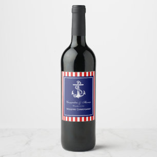 Rótulo De Garrafa De Cerveja Âncora Branca, Moldura Marinho, Faixa Branca, BG D