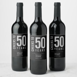 Rótulo De Garrafa De Cerveja Anima-se a 50 anos de preto e prata