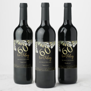 Rótulo De Garrafa De Cerveja Aniversário da Caligrafia de Palma Dourada Elegant