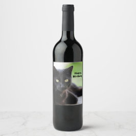 Rótulo De Garrafa De Cerveja Aniversário da Foto de Gato Preto bonito
