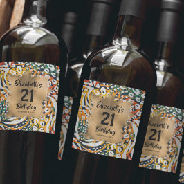 Rótulo De Garrafa De Cerveja Aniversário de 21 anos de impressão animal colorid