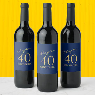 Rótulo De Garrafa De Cerveja aniversário de 40 anos Capítulo 40 Azul Dourado