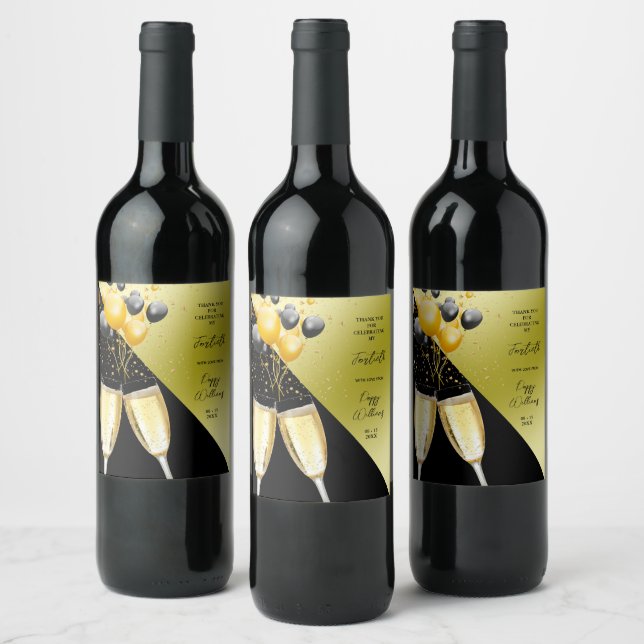 Rótulo De Garrafa De Cerveja Aniversário de 40 anos de Champanhe e Balões (Garrafas)