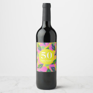 Rótulo De Garrafa De Cerveja aniversário de 50 anos amarelo tropical colorido m