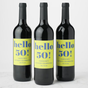 Rótulo De Garrafa De Cerveja Aniversário de 50 anos Bold Hello 50 Chartreuse e