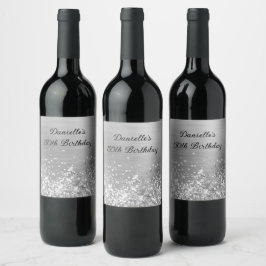 Rótulo De Garrafa De Cerveja Aniversário de 50 anos em Glittery Silver Foil